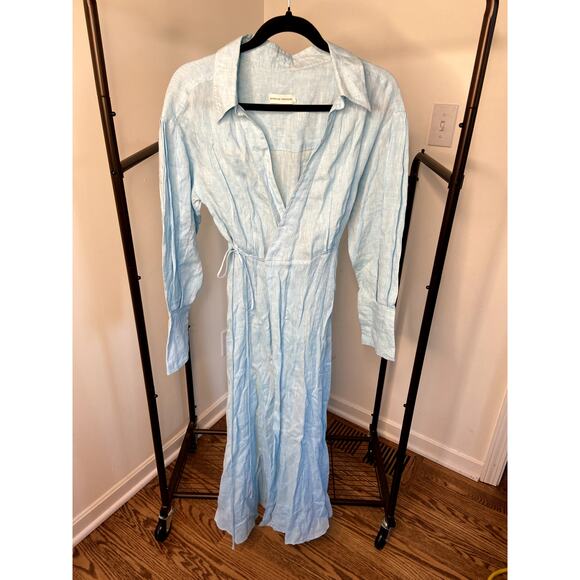 Scanlan Theodore Italian Linen Wrap Shirt Dress Blue size US 2 - Picture 2 of 8